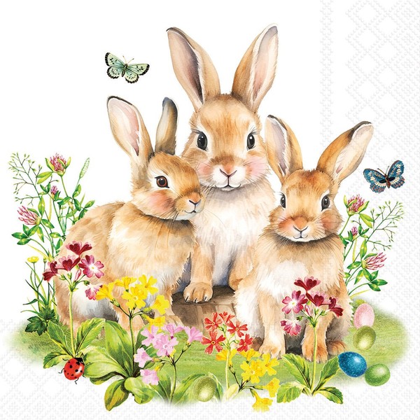 Ambiente Serviette Bunny Family 20 Stk 33X33 Cm Ostern Tischdeko Servietten-image