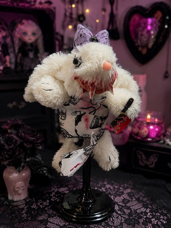 Goth horror bunny  Plush Stuffed Animal Handmade Decor creepy Halloween