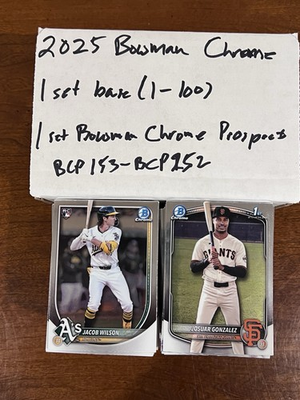 #ad #ad 2025 Bowman Chrome Baseball COMPLETE SET BASE 1 100 PROSPECT BCP153 BCP252 $224.99