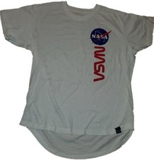 NASA T Shirt Rare 100 Cotton White Soft Tagless Short Sleeve Shirt Raised Print