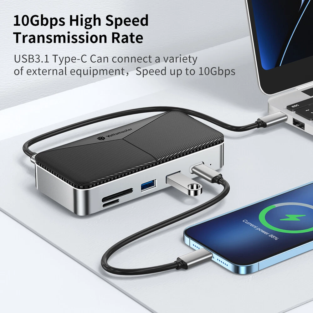 10 in 1 USB HUB with M.2 NVMe SATA SSD Enclosure Docking Station USB 3.0 Adapter 10 in 1 USB HUB with M.2 NVMe SATA SSD Enclosure Docking Station USB 3.0 Adapter