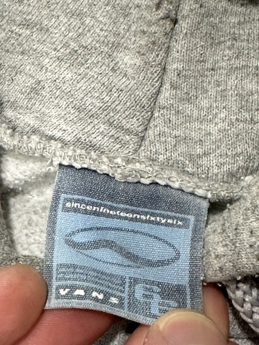 Vintage 90s VANS Skateboarding Classic Logo Hoodie Sweatshirt Grey Mens Size XL - Picture 7 of 11