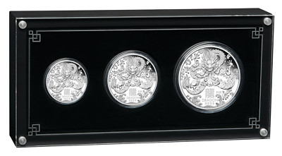 2024 Australia Lunar Year of the Dragon Silver Proof 3-Coin Set 2oz 1oz 1/2oz