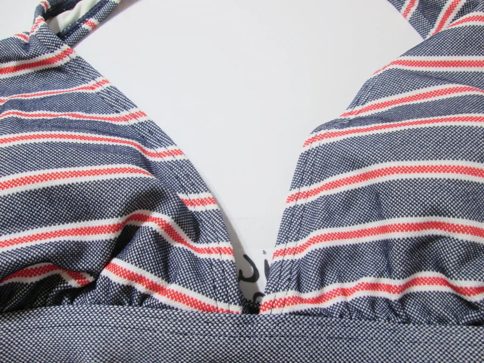 Tommy Hilfiger Mujer Talla M Bikini Top Azul Marino Bralette Forrado Halter Rayas Natación Foto 4 de 4