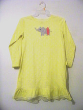 Girls Carters Yellow Elephant Nightgown Size Large EUC  