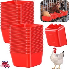 10&times; Red Chicken Poultry Hanging Water Feed Cage Cups Rabbit Bird Feeder Bowls US