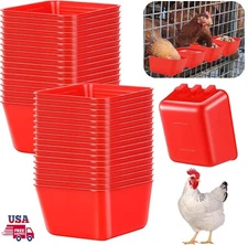 10× Red Chicken Poultry Hanging Water Feed Cage Cups Rabbit Bird Feeder Bowls US