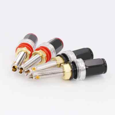 4Stk Hi-End Rhodiniert HiFi Audio Lautsprecher Binding Post Banana Jack Adapter