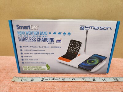 Emerson SmartSet Weather Band Wireless Charging Station, Radio, Alarm Clock Etc