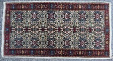 Tappeto Runner Da Ponte Con Fiori Mid Century 143 X 76 Cm Lana Vintage