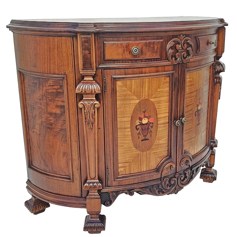 Antiguo aparador de nogal tallado Rockford años 20 consola buffet renacimiento español Foto 4 de 4