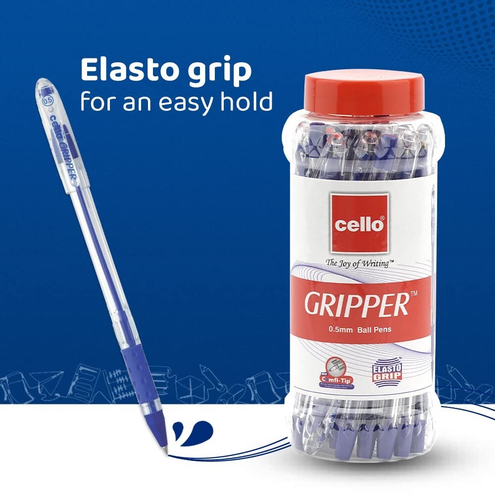 Cello Gripper Ball Pen Jar of 25 Blue Ball Pens Smooth writing Ball  Pens
