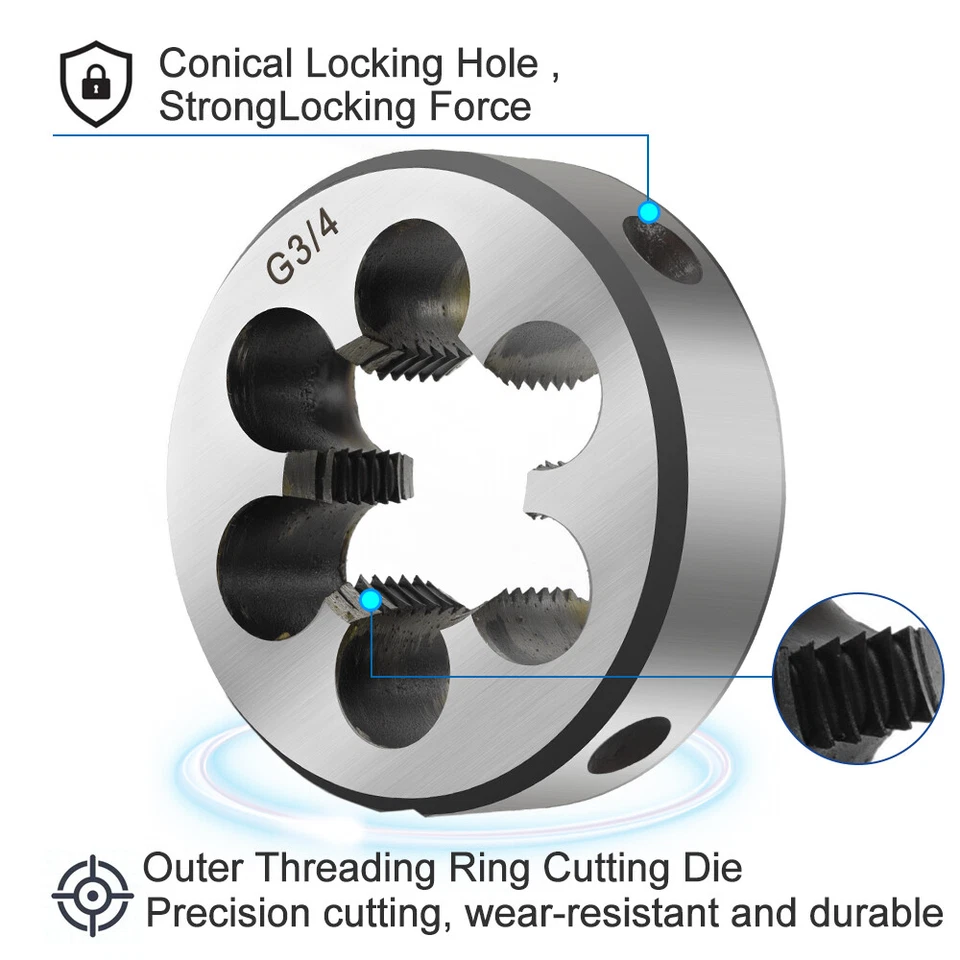 Gewindeschneideisen Rohr Rundes Schneideisen G 1/8 1/2 3/8 Zoll HSS Rohrgewinde - Bild 2 von 4
