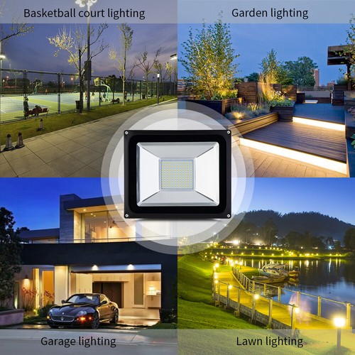 2x 50W LED Flood With Male Floodlight Outdoor Spotlight Garden Lamp Warm White Slim - Picture 8 of 10