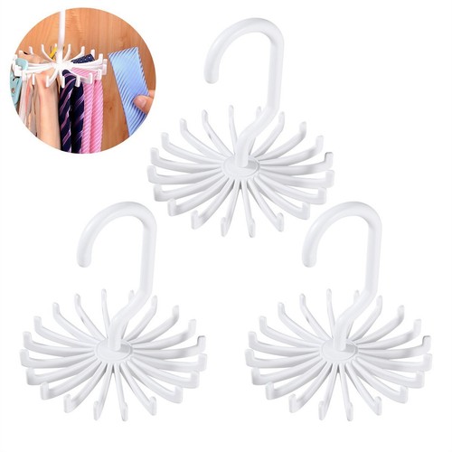 20 Rotating Tie Rack Hanger Organizer Twirling Scarf Belt Tie Hook Holder Ties - Picture 6 of 15