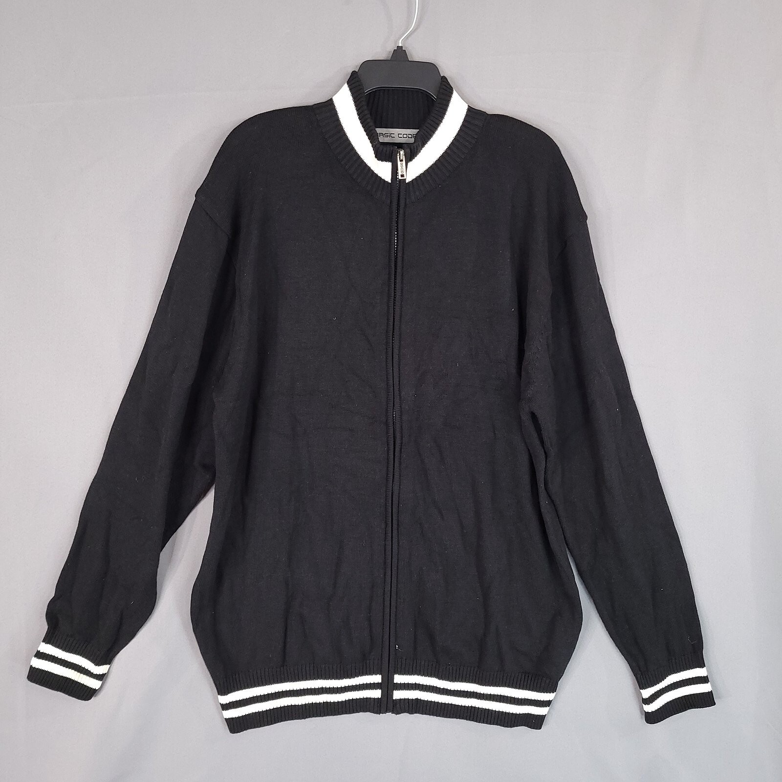 Basic Code Men's Full Zip Knit Sweater Jacket Bla… - image 1