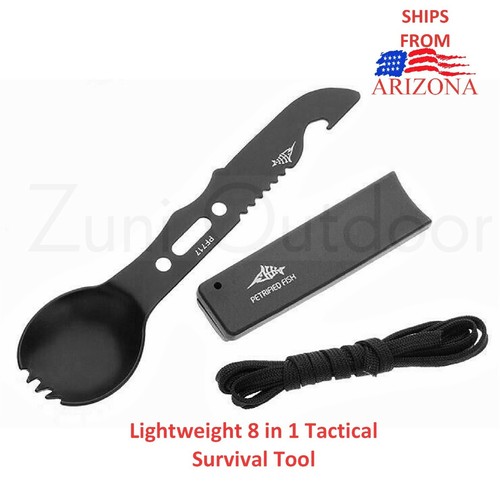 Lightweight 8 in 1 Outdoor Survival Tactical MultiTool Black Spoon Spork Knife eBay
