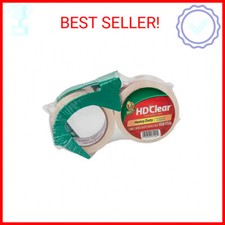 Duck HD Clear Packing Tape with Dispenser - 2 Rolls of Heavy Duty Shipping and M