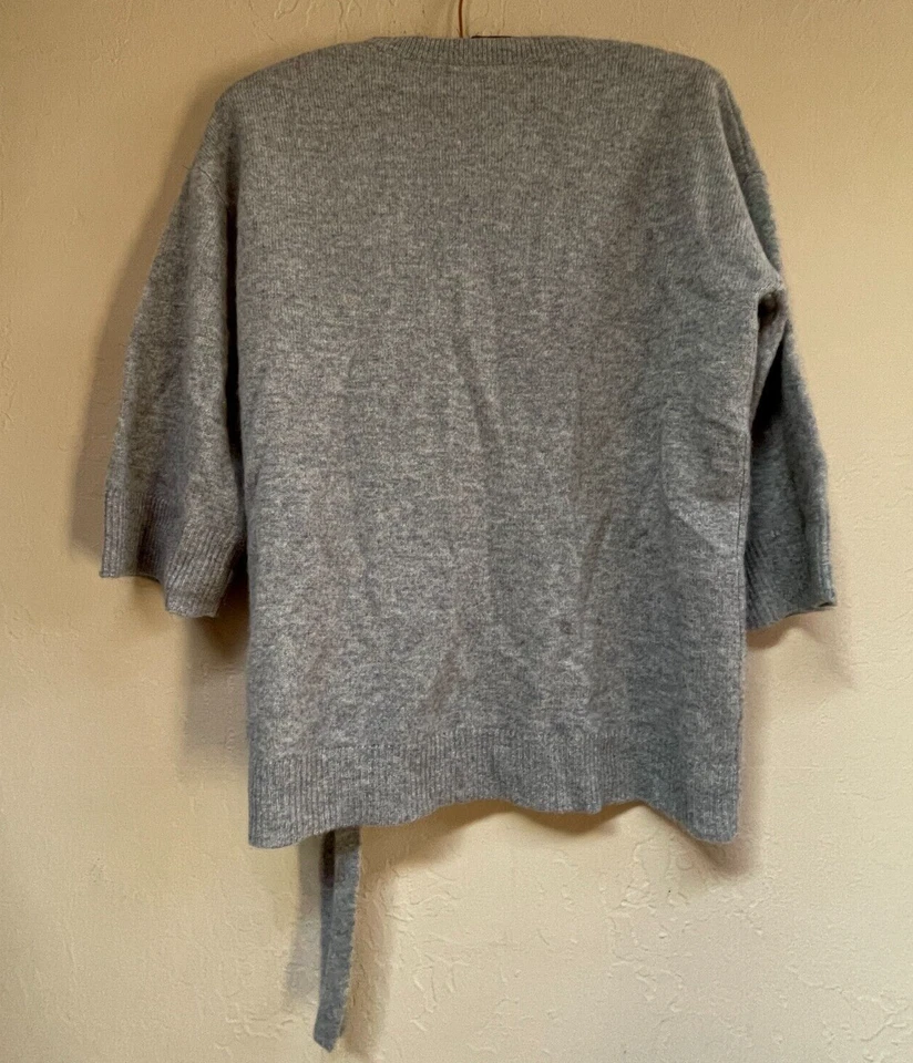 Suéter Pullover Halógeno para Mujer XS Pequeño Dobladillo Anudado Lana Cachemira Gris Informal Foto 2 de 4