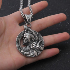 Silver Roman Centurion Helmet Pendant  - Titanium Steel Men's Retro Jewe