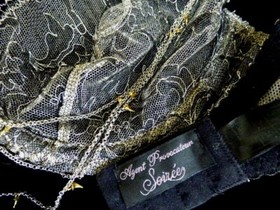 Agent Provocateur Soiree 34D bra waspie thong silver chains gold thorns crystals