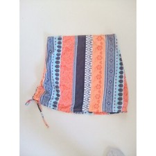 Striped Mini Skirt Drawstring on side Boho Festival Summer Size L