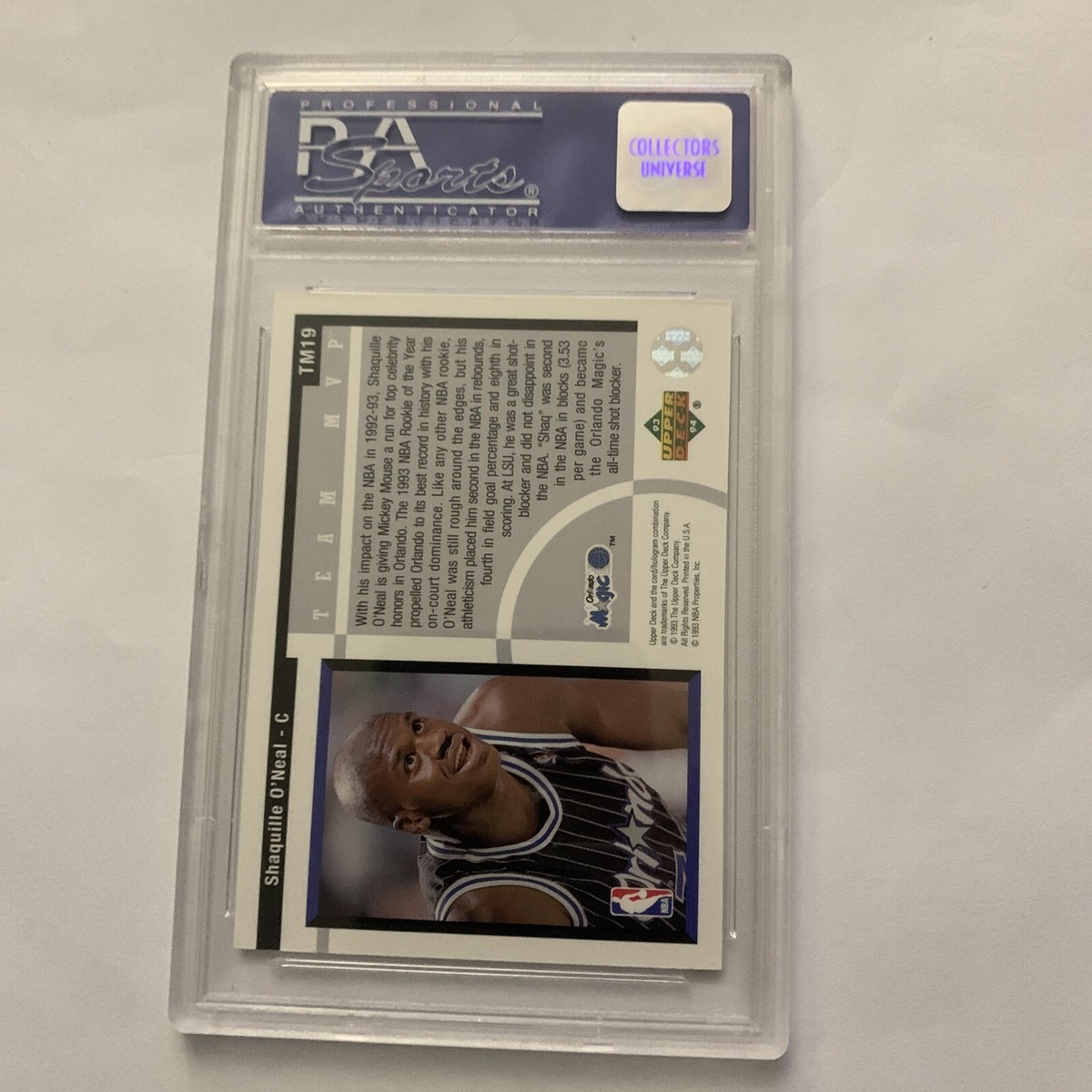 【TEAM MVP】SHAQUILLE O'NEAL 1993 Upper Deck TEAM MVP #TM19 Shaquille O'Neal PSA 8 NM-MT