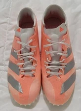 ADIDAS ADIZERO PRIME SPRINT SPIKES EE4586 CORAL/METALLIC/WHITE MEN'S SZ.6.5