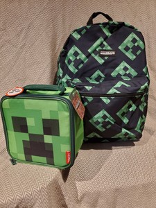 Minecraft Creeper Backpack And Lunch Box Set Green Mojang Thermos School Ebay