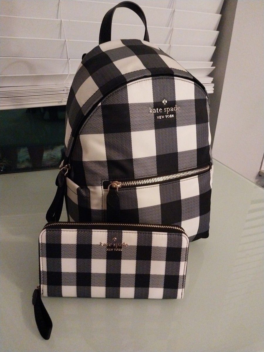 Kate Spade Medium Backpack Buffalo Plaid Backpack & Matching 