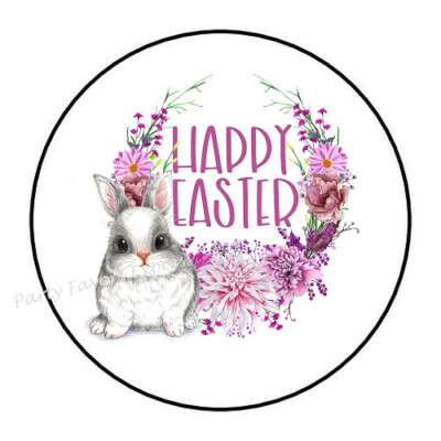 10cm Auto-Aufkleber Sticker Decal Farbe Happy Easter Bunny Flowers Rund R1752