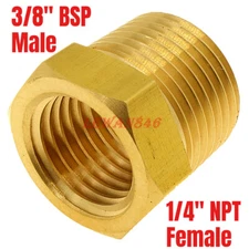 Brass 3/8" BSP Male To 1/4" NPT Female Pipe Reducer Threaded Adapter Fitting