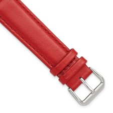 DeBeer 20mm Red Smooth Leather Silver-tone Buckle Watch Band