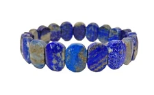 Blue lapis lazuli genuine stone stretch bracelet with oval shape stones New