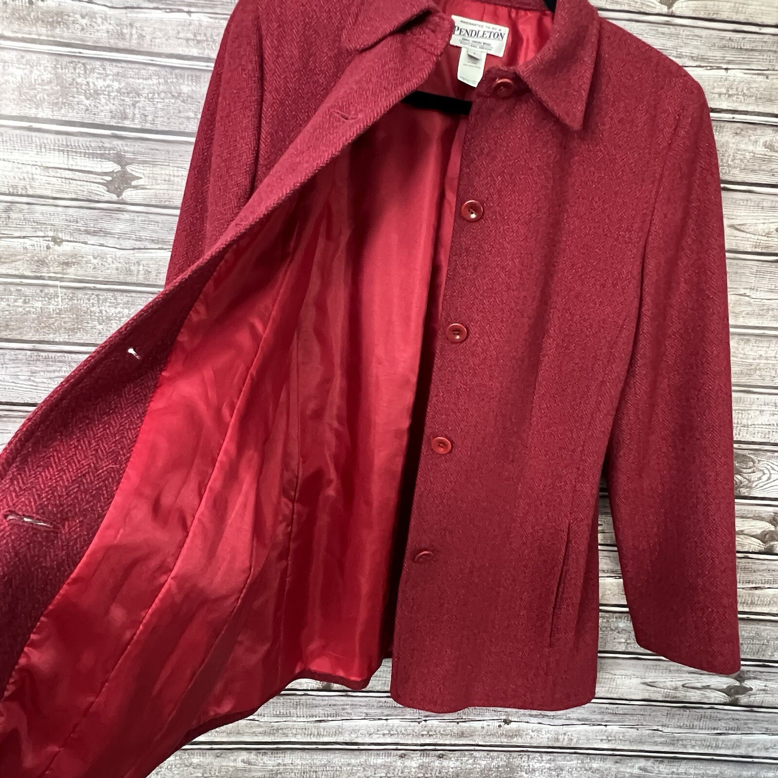 Pendleton Red Mid-Length 100% Virgin Wool Coat Wo… - image 12