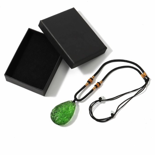 Natural Moldavite Green Aerolites Crystal Stone Pendant Unique Necklace Women - Picture 9 of 10