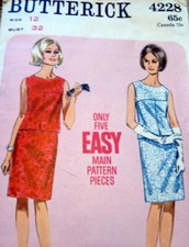 LOVELY VTG 1960s DRESS BUTTERICK Sewing Pattern 12/32