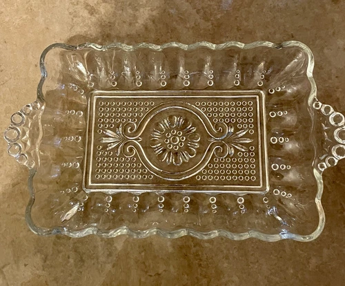 Anchor Hocking vintage Rectangular Pressed Glass Butter/Relish Dish