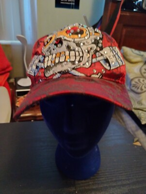 Don Ed Hardy Designs by Christian Audigier Trucker Red Hat Skull