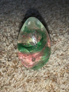 Glass-Art-Paperweight-Bubble-Iridescent-Swirl-2-75-034-Egg