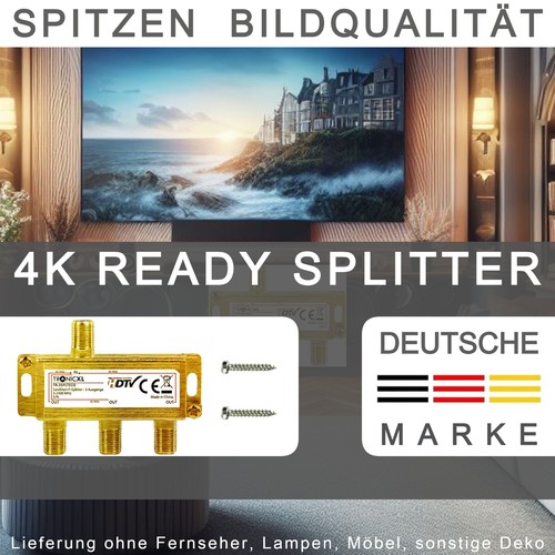 24K 3-fach Distributore Antenna Connettore F Dc TV Kabelfernseh Splitter HD - Photo 4/4