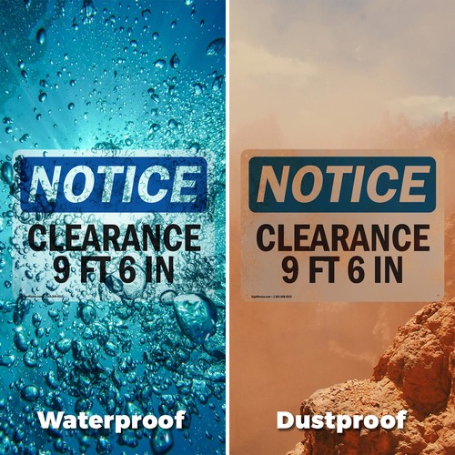 (2 Pack) Clearance 9 Ft 6 In OSHA Notice Sign Decal Metal Plastic - 第 6/8 張圖片