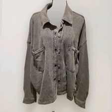 Natural Reflections Gray Denim Knit Shirt Jac...