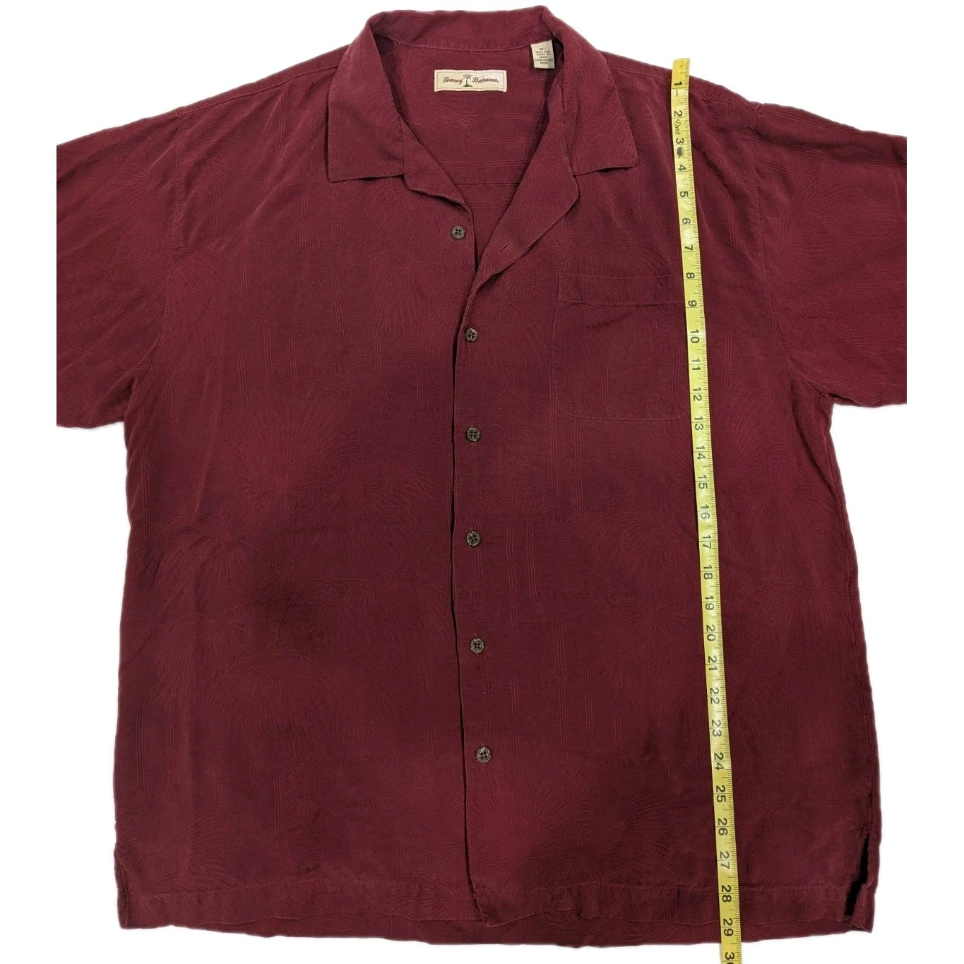 Tommy Bahama Shirt Men Extra Large Red Palm Tree 100% Silk Pocket Vacation