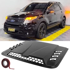 Carbon Fiber Air Flow Intake Hood Scoop Vent Trim Bonnet Cover For Ford Explorer