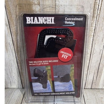 Bianchi 101 Foldaway Concealment Holster Black Leather Universal Fit Size 10 16