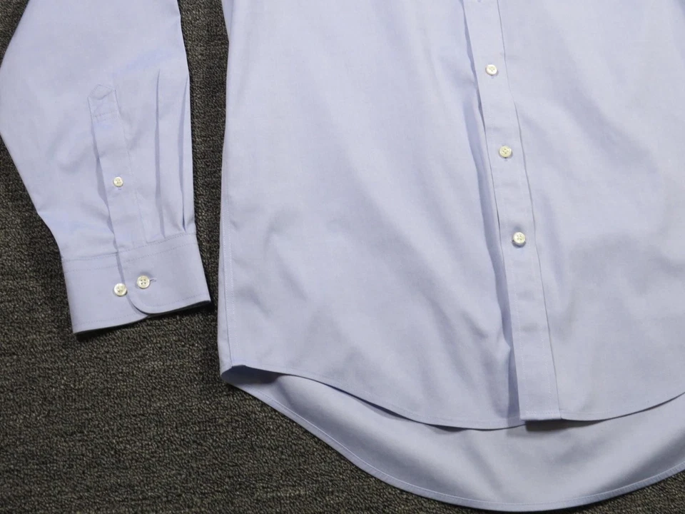 Camisa de vestir Lands' End para hombre 16,5 37 azul sin hierro Supima pinpoint abotonada Foto 3 de 4