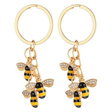 2Pc Bee Keychain Cute Honey Bee Keyrings Bee Gift Key Chain Decor