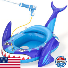 AZDYJL Kids Pool Floats with Water Gun, Shark Toddler Inflatable Pool Toys for K