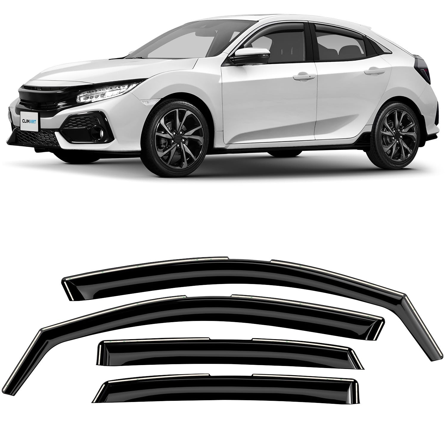 CLIM ART Deflettori antiturbo Compatibile con Honda Civic 16-21 Hatchback (o9h)